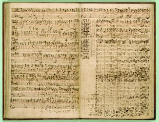 Oldalak a „Szent Máté-passió” partitúrájából, 1740-es évek (toll és tinta papíron)